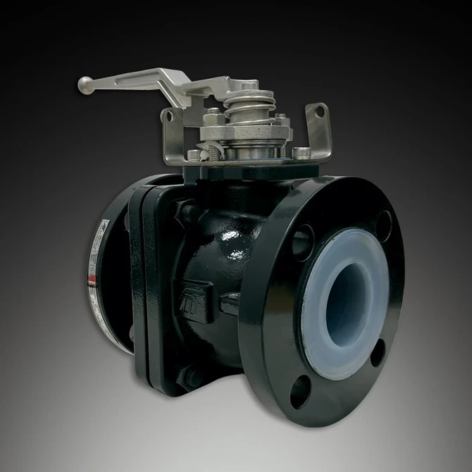 L2 Series PFA Locked Liner, Split Body, Flanged Ball Valve